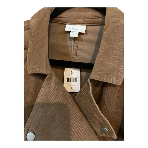 J Jill Washed Rye Brown Jacket NWT LP Petite Large Corduroy Full Zip Moto - Picture 6 of 6